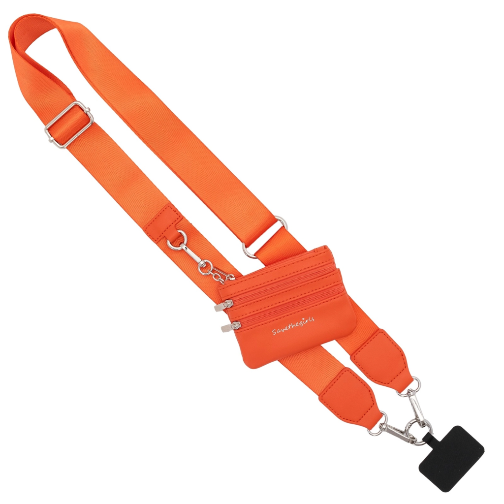 Clip & Go Strap with Zippered pouch Solid- Orange