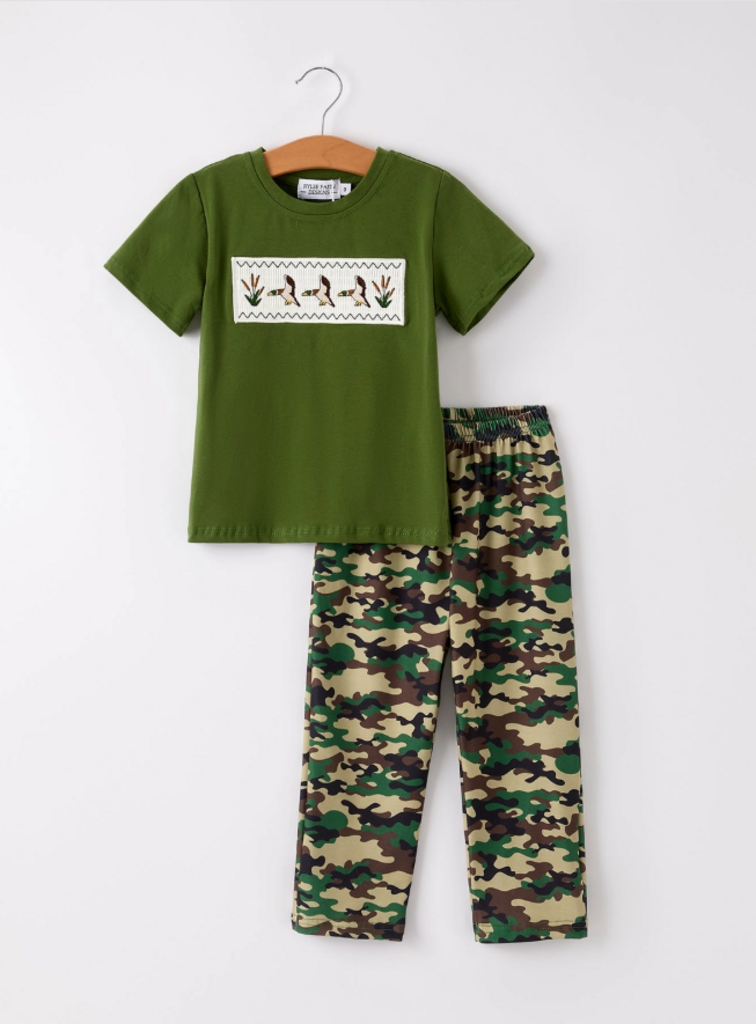 Camo Duck Smocked Boy's Outfit