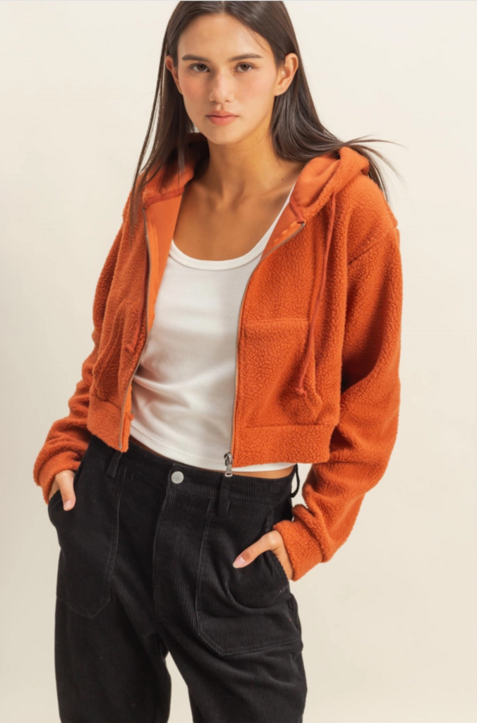 Sherpa Cropped Hoodie (50% OFF at Checkout)