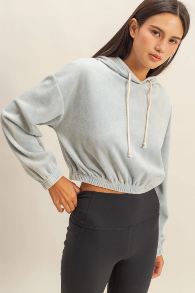 Velvet Cropped Hoodie (50% OFF at Checkout)