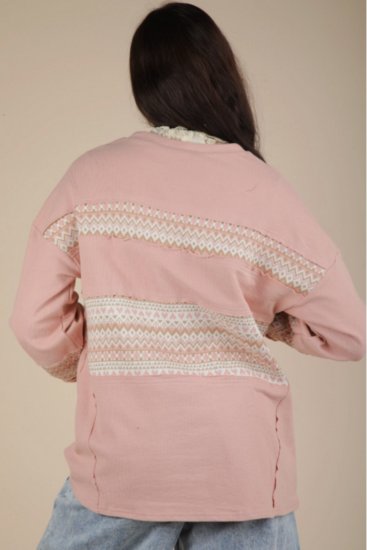 Oversized Contrast Knit Top (20% OFF at Check Out)