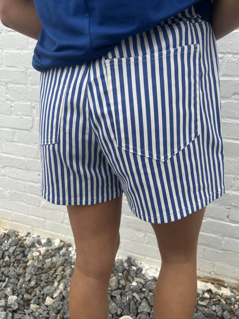 Striped Shorts W/Front & Back Pockets