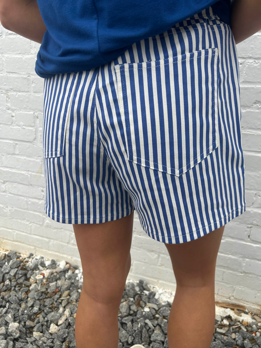 Striped Shorts W/Front & Back Pockets