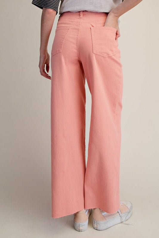 Soft Stretch Twill High Waist Pants peach Blossom