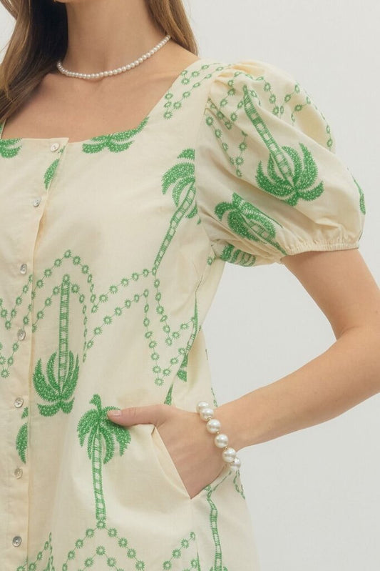Embroidered Palms Mini
