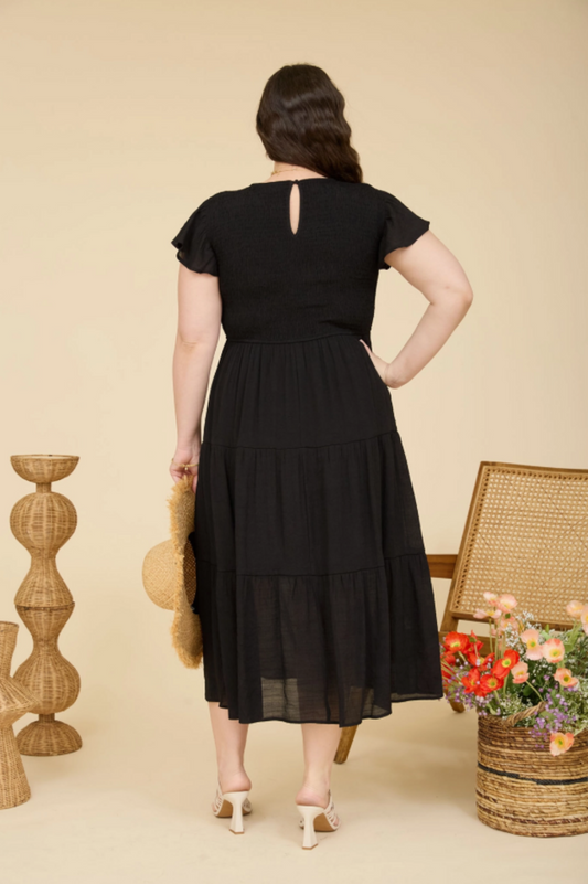 Tiered Smocked SS Midi Dress