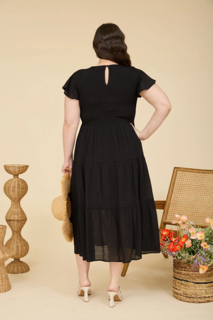 Tiered Smocked SS Midi Dress