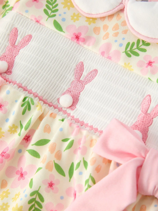 Easter Bunny Embroidered Smocking Romper