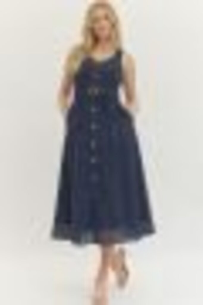 Belted Eyelet Button Down Middi Dress