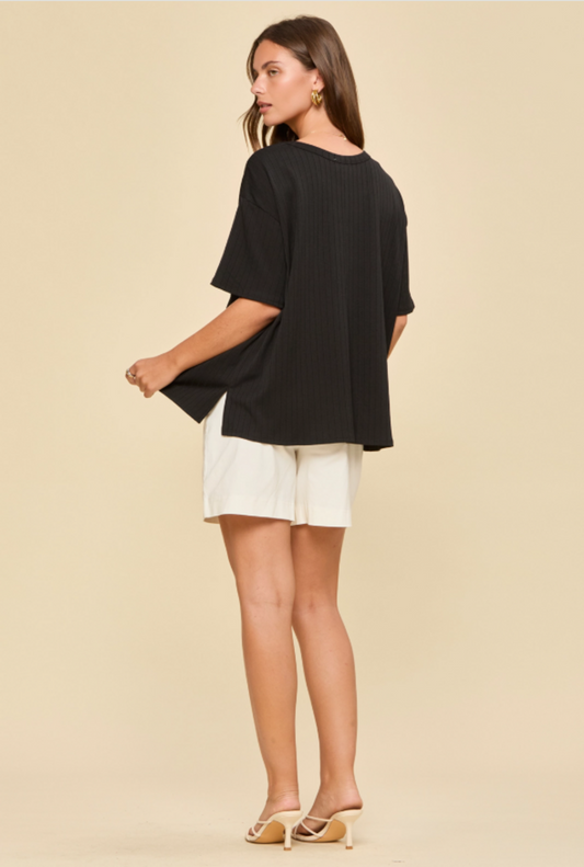 Black Boyfriend Knit Top