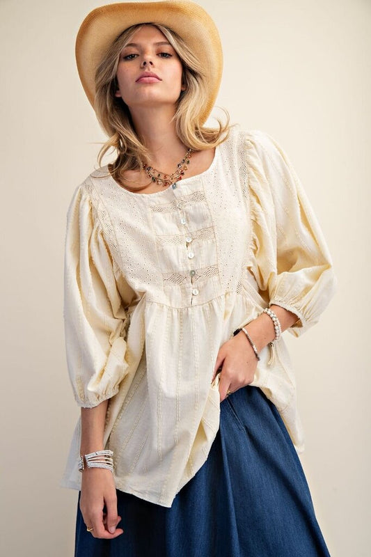 Eyelet Gauze Top