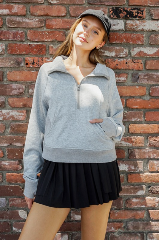 High Waisted Pleated Tennis Skort (Black)