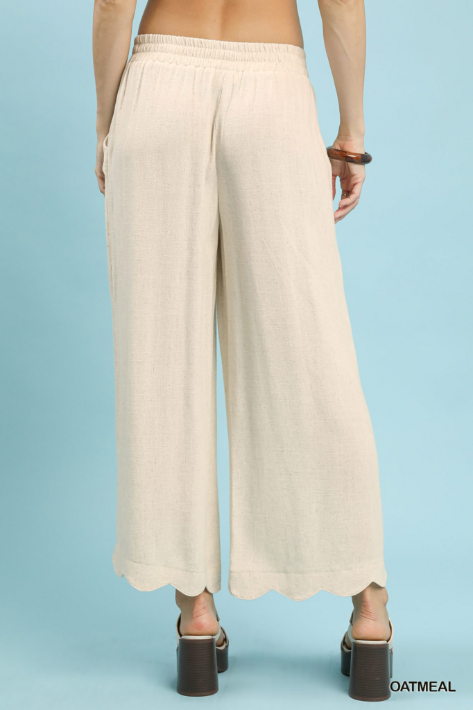 Linen Scalloped Hem Pant