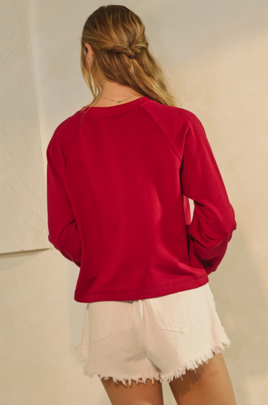 Cropped State Logo Sweatshirt RED