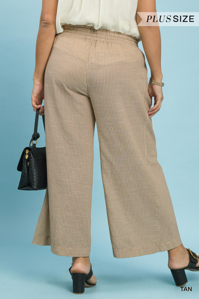 Linen Striped Wide- Leg Pants