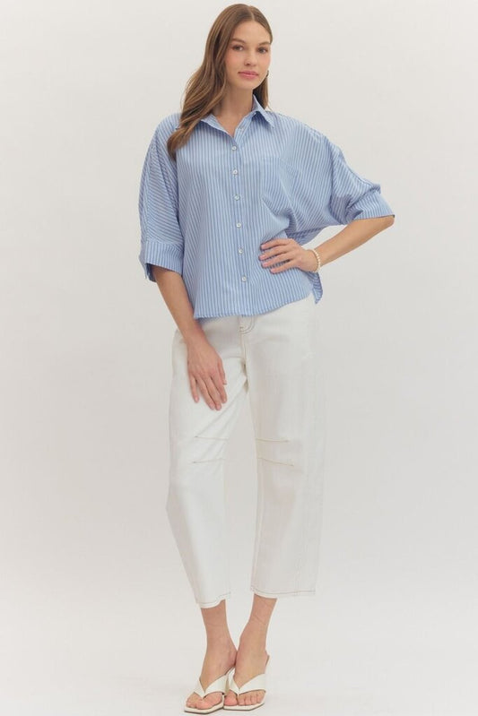 Stripe Dolman Button Down