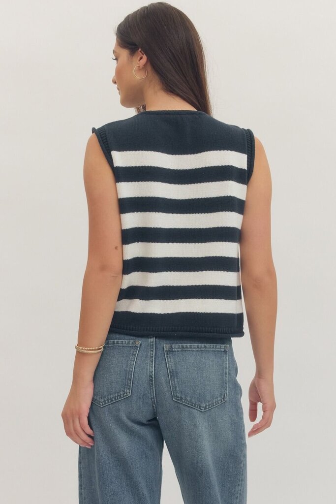 Stripe Top with Gold Buttons