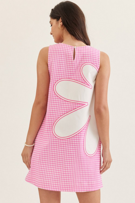 Pink Mini Dress W/Floral Design