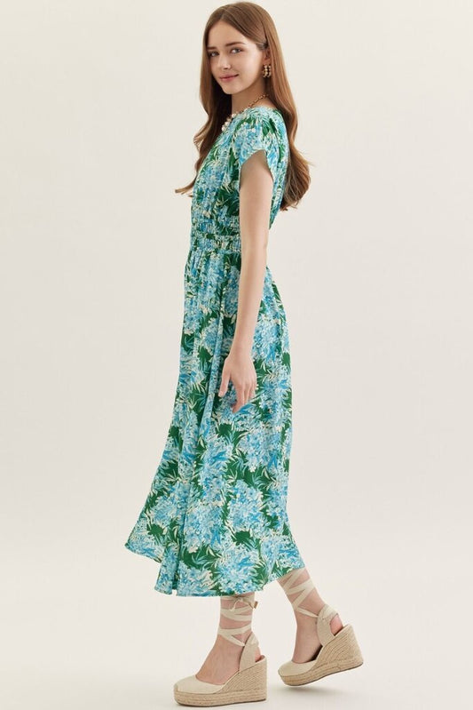 Green & Blue Floral Dress