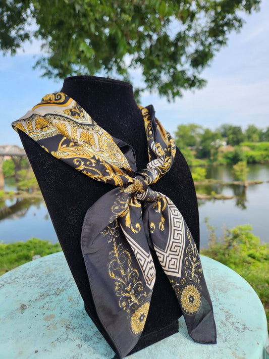 Regal Print Scarf 27.5"- Black