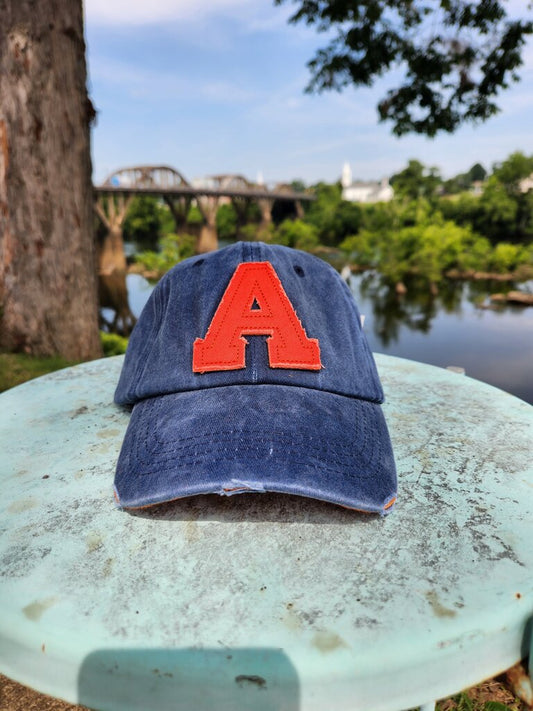 Vintage Dyed Baseball Cap- navy/Orange