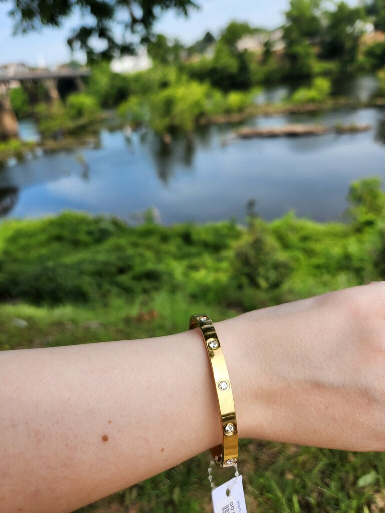 Pave Crystal Station Bangle Bracelet