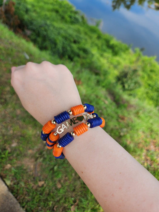 Gameday 3 Row Bead Bracelet- Auburn