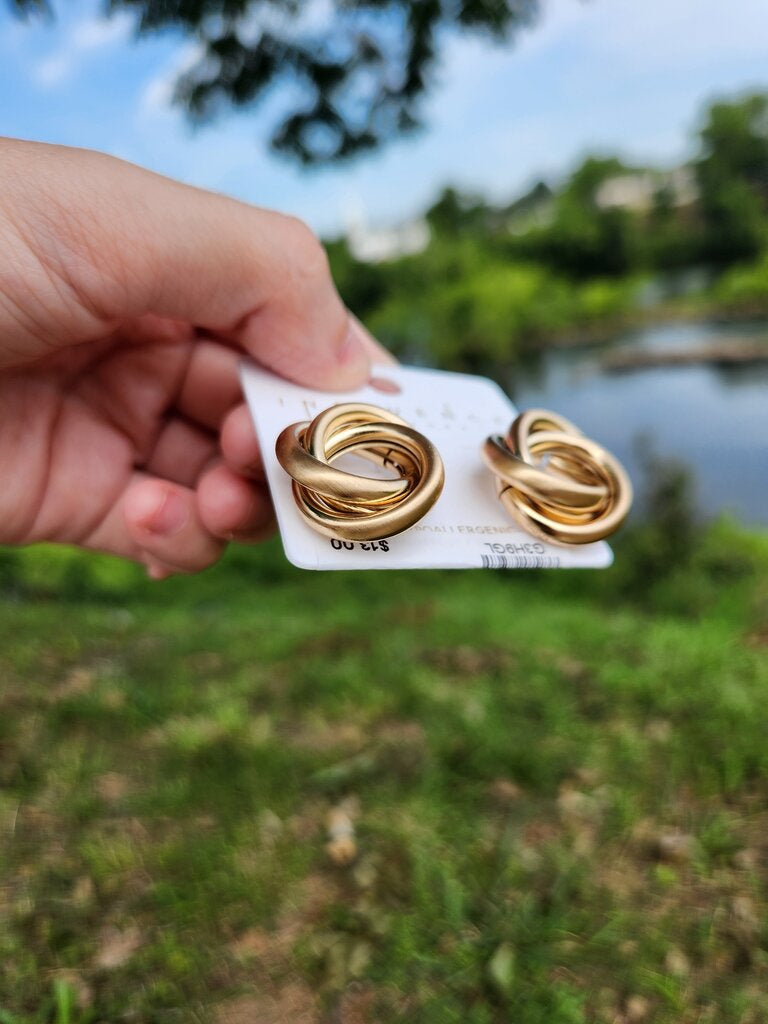 Love Knot Metal Earrings- Satin Gold