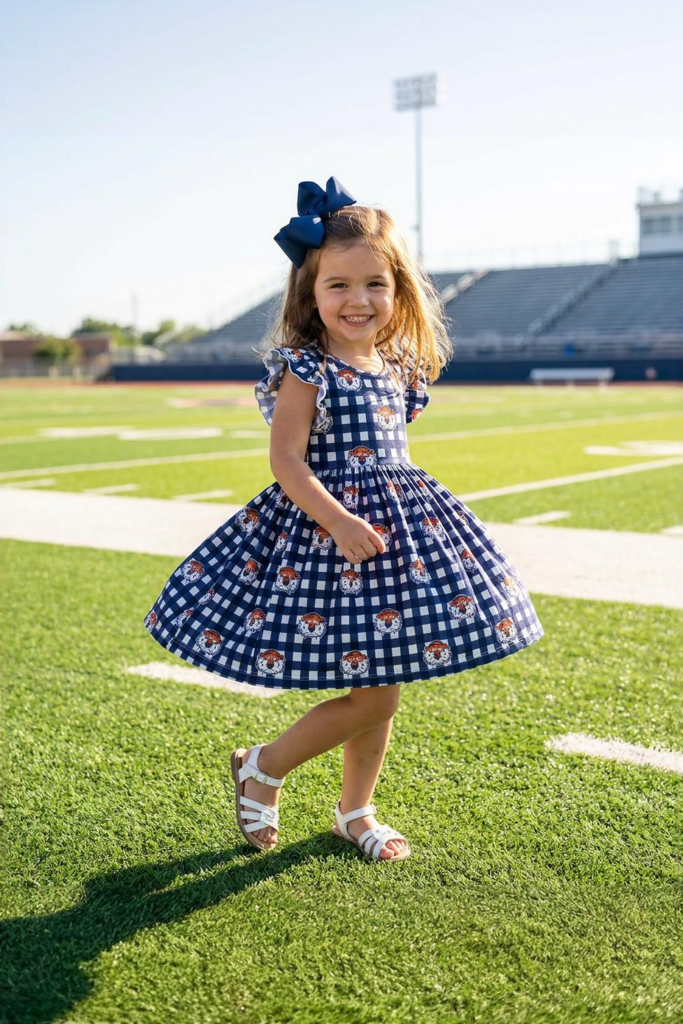 Auburn Plaid Aubie Flutter Twirl Dress