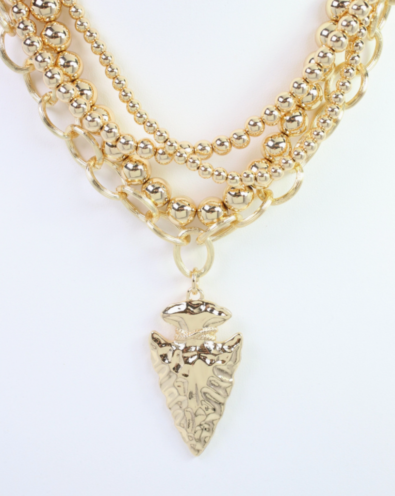 Bree Beaded Layered Necklace - Arrowhead