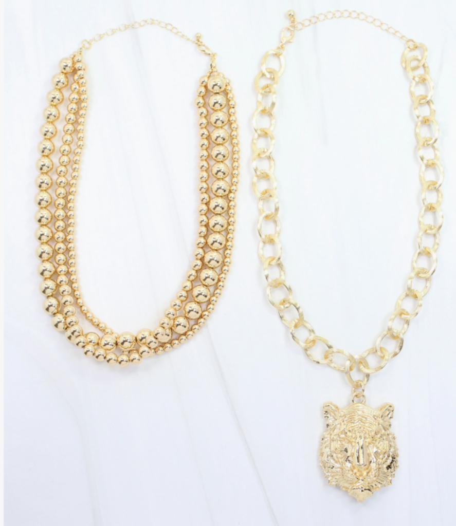 Bree Beaded Layered Necklace - TIGER