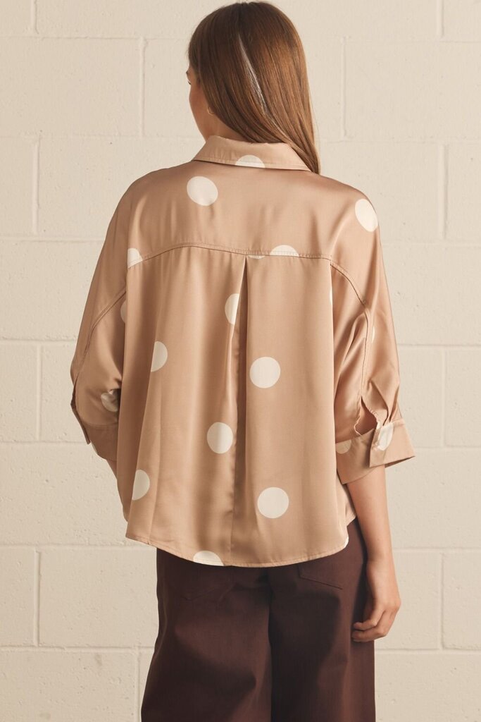 Polka-Dot 3/4 Slv. Top- Curvy