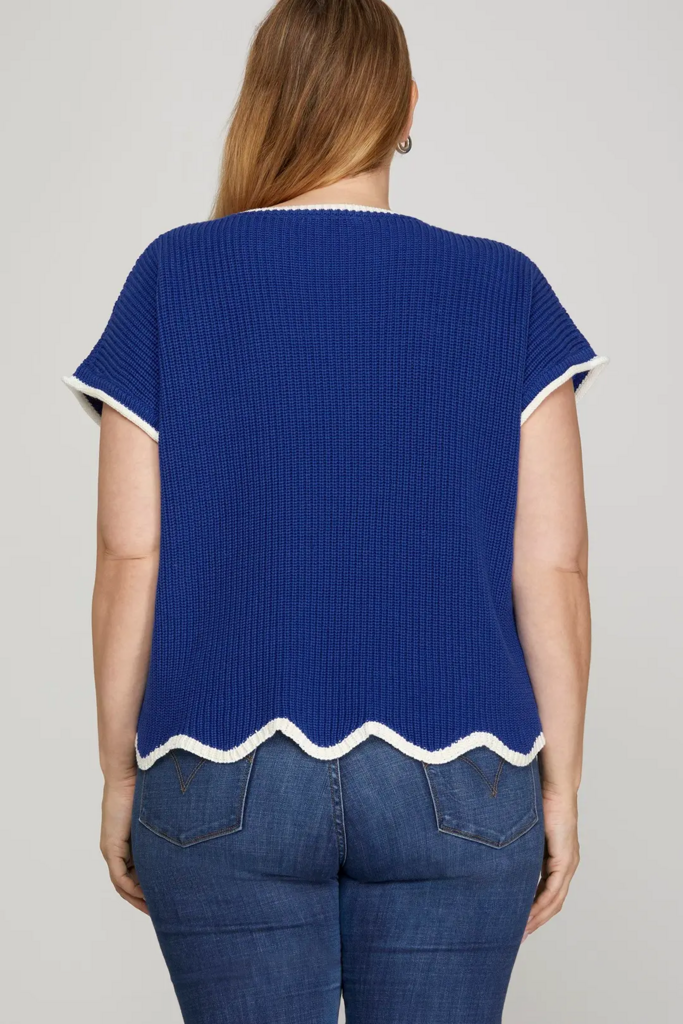 Scallop Hem Sweater Top
