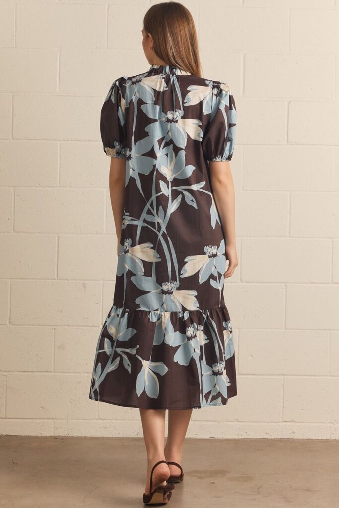 Floral Puff Sleeve Middi
