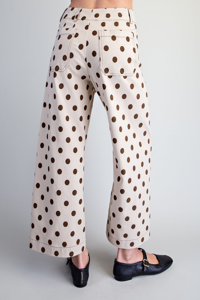 Polka-Dot Topstitched Pants