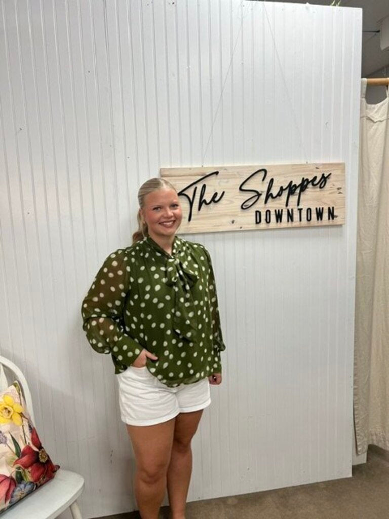 Polka-Dot Tie Neck Blouse