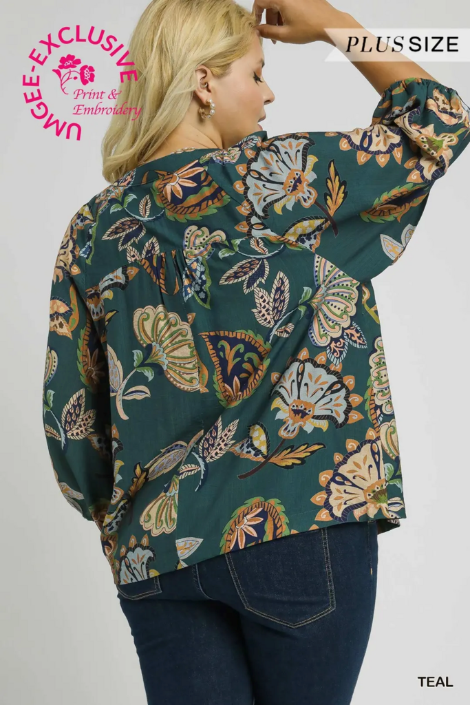 Boho Paisley Puff Sleeve Blouse