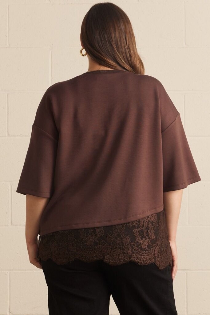 Scallop Lace Trim Knit Top