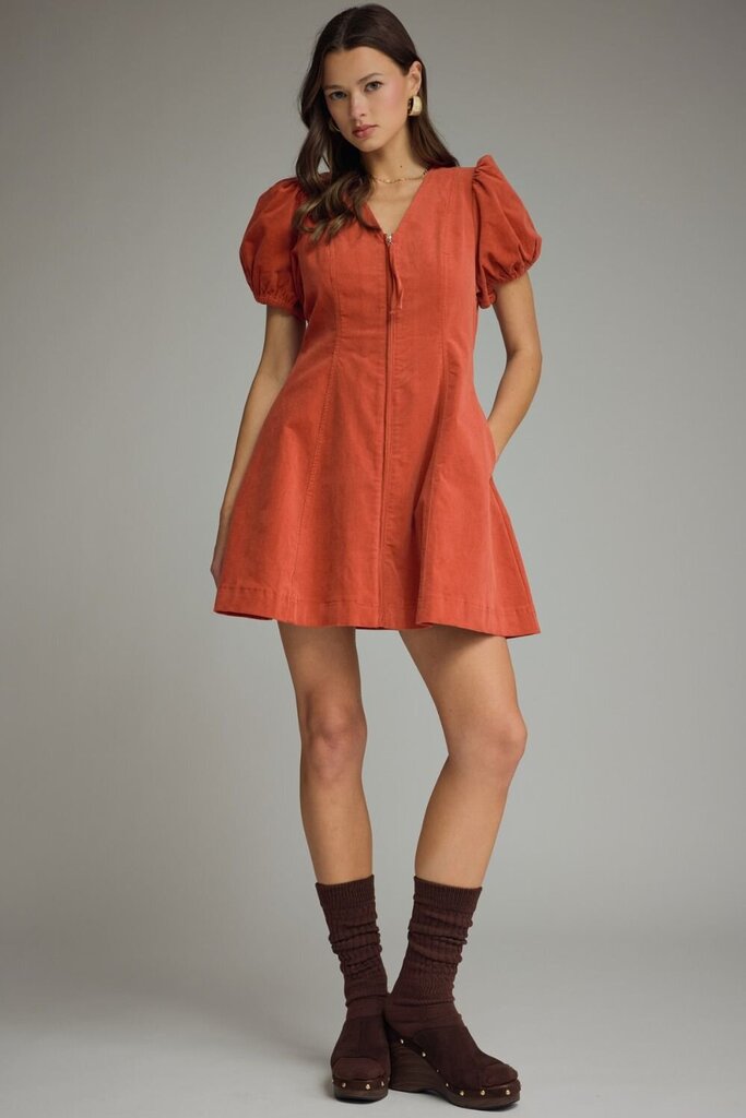 V-Neck Zip-Up Mini
