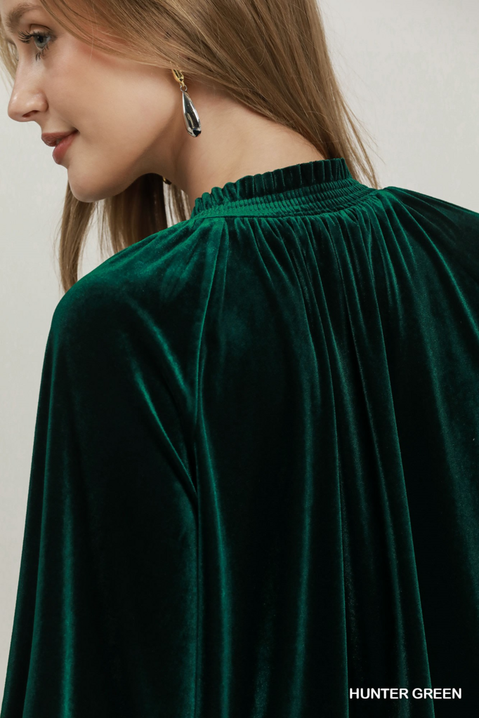 Velvet Lace Trim Blouse