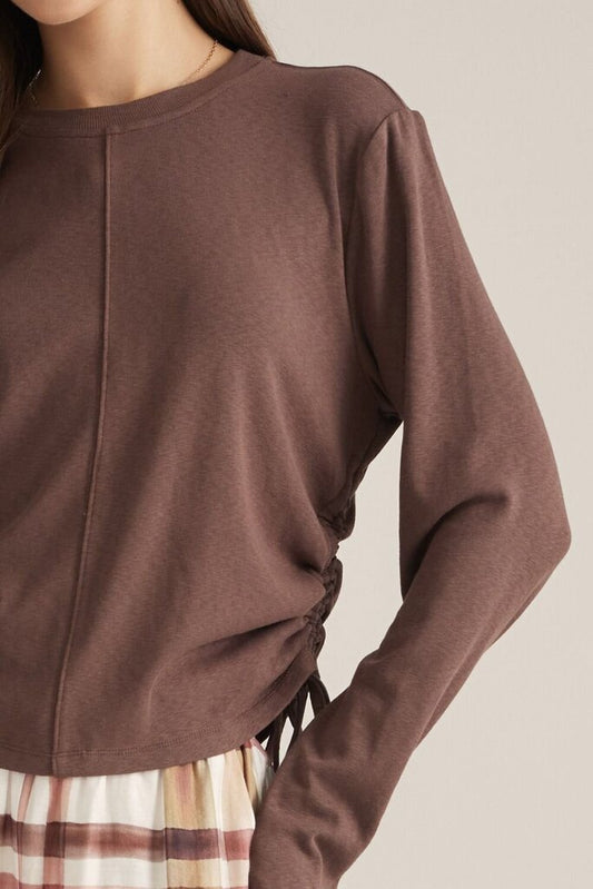 Long Sleeve Top with self-tie ruched sides