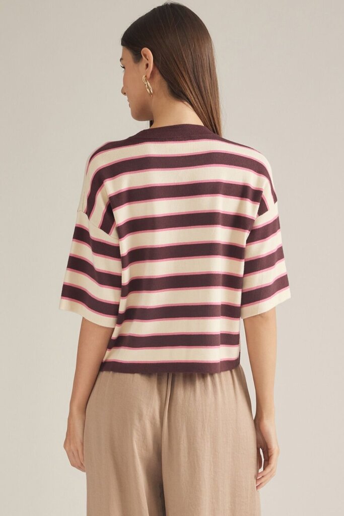 S/S Striped Knit Top