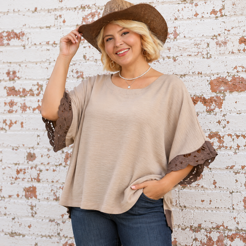 Lace Trim Dolman Top