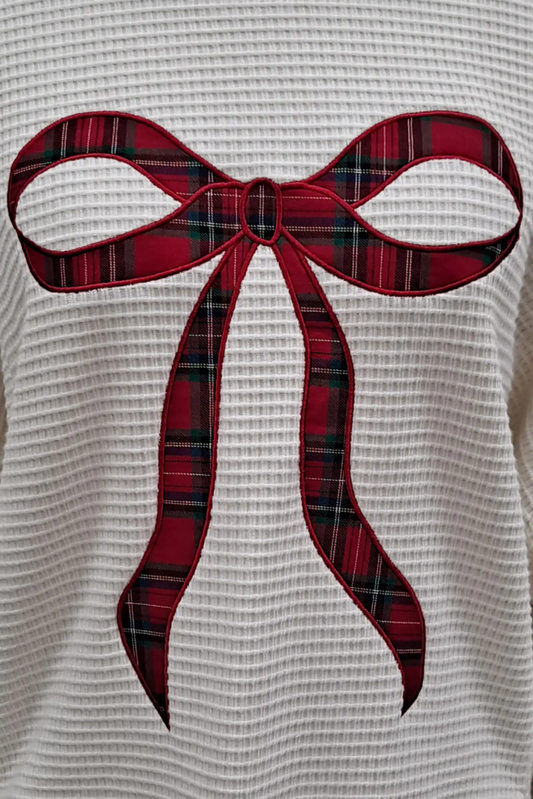 Christmas Bow Waffle Top