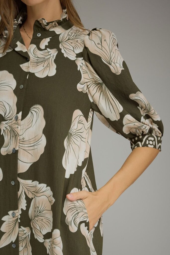 Floral 3/4 Puff Sleeve Middi - SM