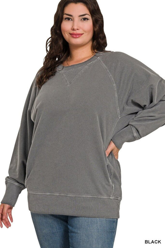 Pigment Dyed French Terry Pullover BLACK