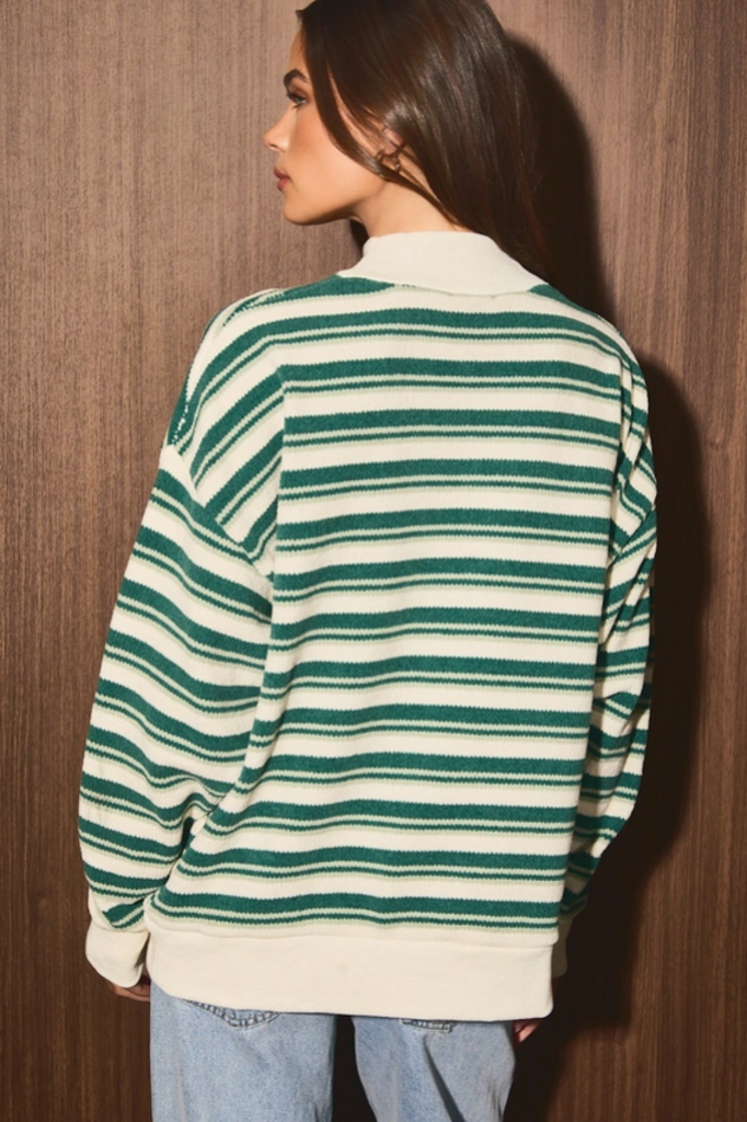 Mock Neck Striped Sweater