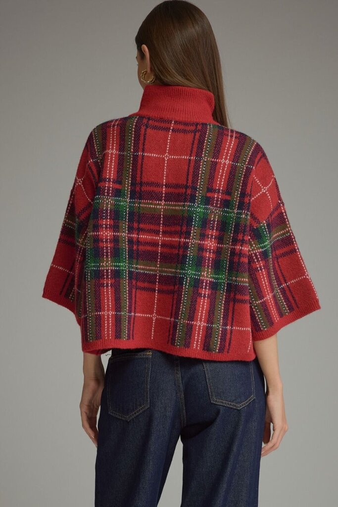 Plaid 3/4 Sleeve Sweater