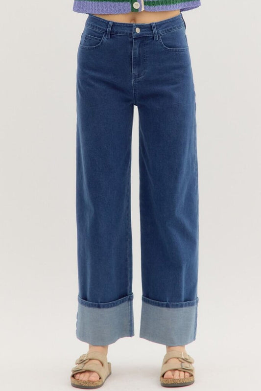 Bottom Cuff Style Denim Jeans