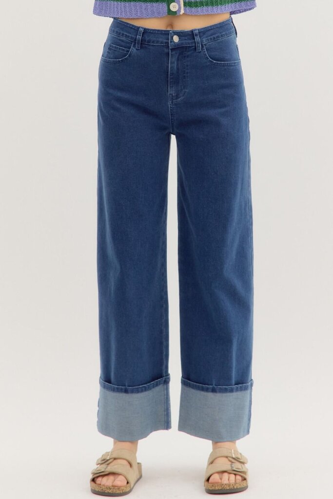 Bottom Cuff Style Denim Jeans